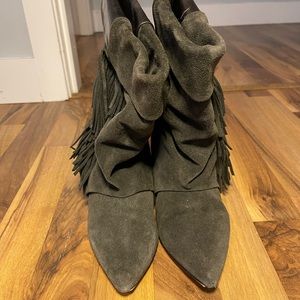 Isabel Marant Pour H&M black leather fringe ankle boots